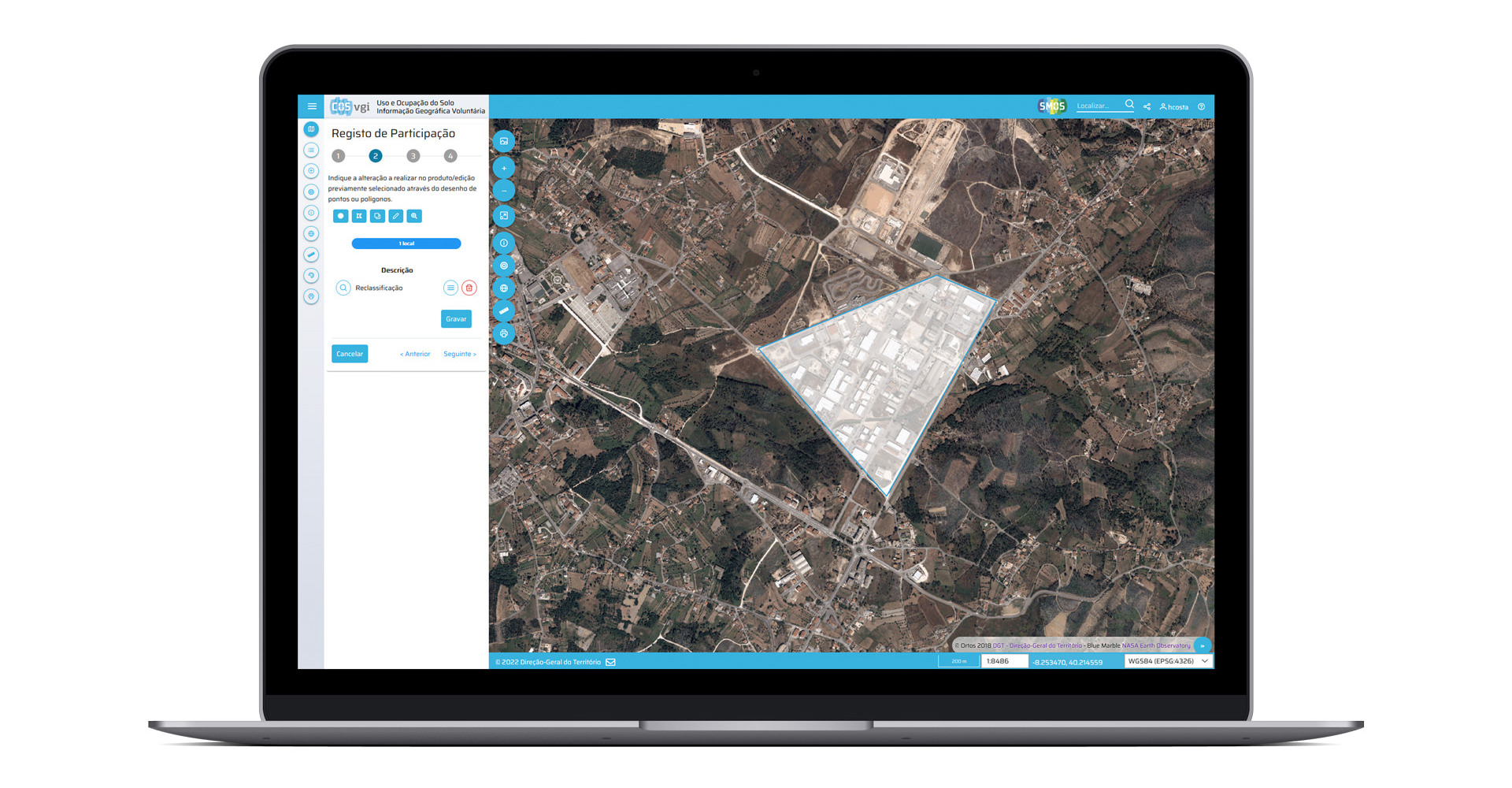 Computador portátil com imagem no ecrã do visualizador COSvgi