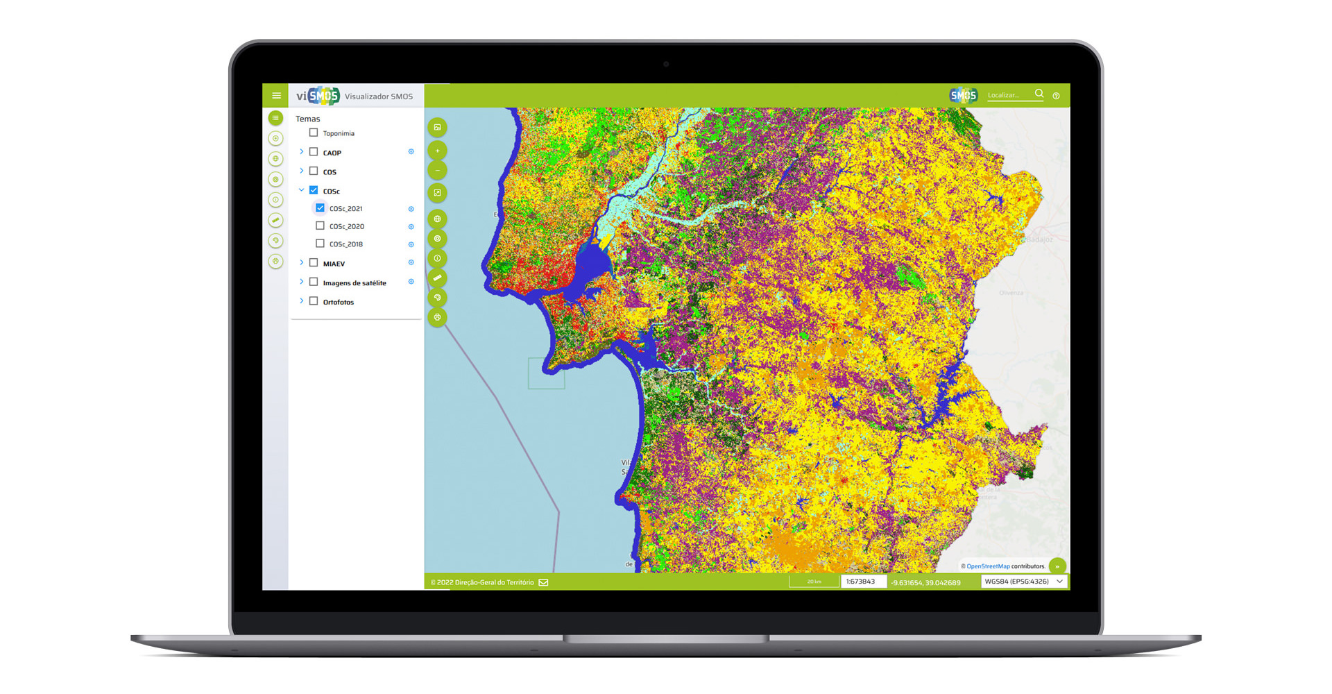 Computador portátil com imagem no ecrã do visualizador viSMOS